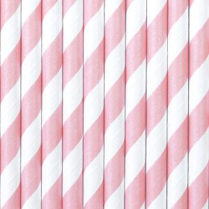 Palhinhas De Papel – Rosa Bebé Às Riscas