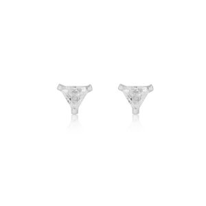 Micro brinco de triangulo zirconia branca prata 925 rodio