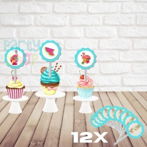 Mini Toppers Para Festa De Flamingos