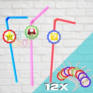 12 Palhinhas Para Festa De Super Mario