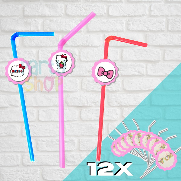 12 Palhinhas Para Festa De Hello Kitty - Image 2