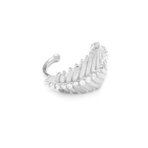 Piercing falso de folha cravejada zirconias prata 925