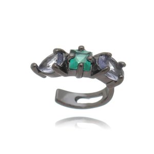 Piercing De Pressão Geometrico Colorido Rodio Negro Sem Joia