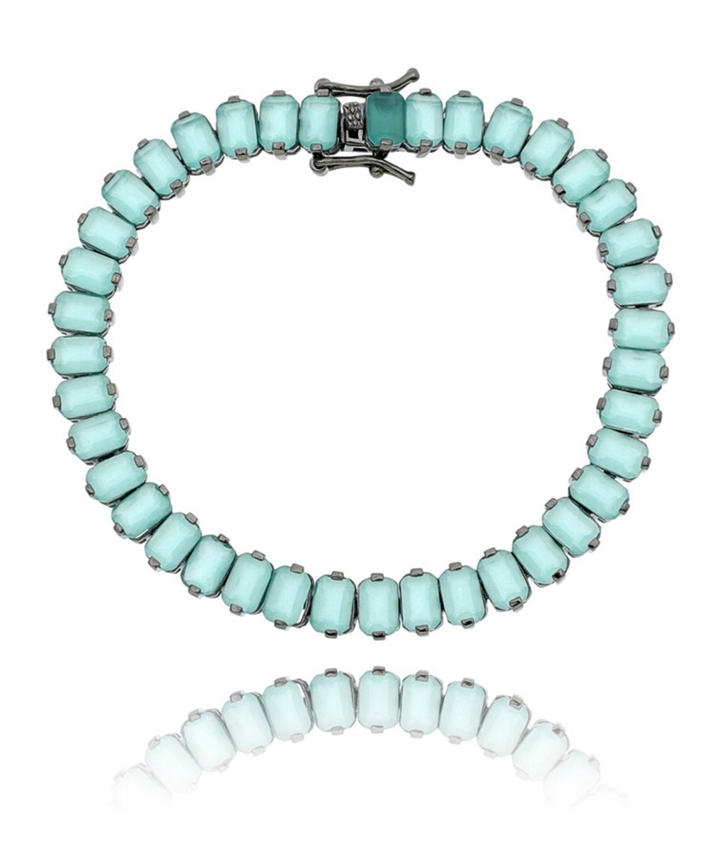 Pulseira Riviera Zirconias Turmalina Leitosa Rodio Negro
